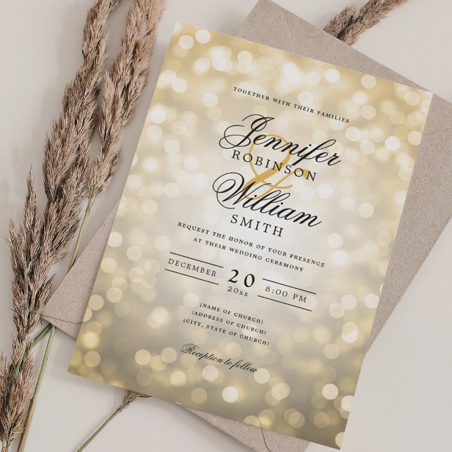Convites Bokeh De Casamento Elegante Luz Romântica Script D (Criador carregado)