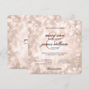 Convites Bokeh de champanhe Dourado Rosa de Casamento Elega
