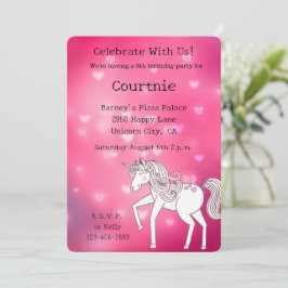 Convites Bokeh Hearts Unicorn Birthday