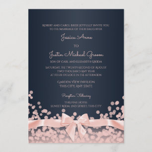 Convites Bokeh Pink e Marinho Blue Weding
