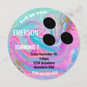 Convites Bola de boliche, boliche, festa de aniversário bri