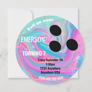 Convites Bola de boliche, boliche, festa de aniversário bri