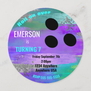 Convites BOLA DE BOLICHE, boliche, reluzente de aniversário