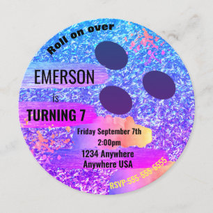 Convites Bola de boliche brilhante, boliche, festa de anive