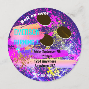 Convites BOLA DE BOLICHE neon, boliche, festa de aniversár