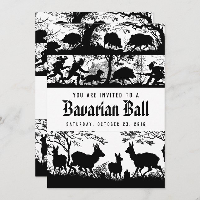 Convites Bola de Caçadores Bávaros de Estilo Alemão (Frente/Verso)