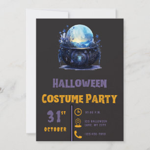 Convites Bola de Cristal Azul Bonita Preto Halloween
