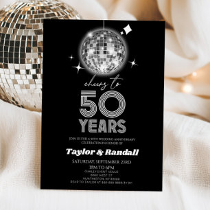 Convites Bola de Disco Parabéns pelos 50 Anos de Aniversári