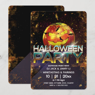 Convites Bola de Discoteca Abóbora de Halloween