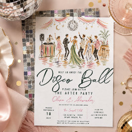 Convites Bola de Discoteca de Aquarela Casamento Depois da