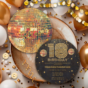 Convites Bola de Discoteca Dourada de Ouro Preto Aniversári