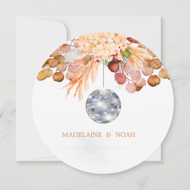 Convites Bola de Discoteca Floral Elegante Chique Ensaio de (Verso)