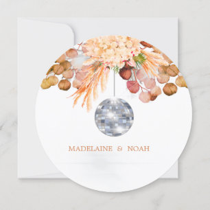 Convites Bola de Discoteca Floral Elegante Chique Ensaio de