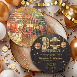 Convites Bola de Discoteca Ouro Preto Aniversário de 30 Ano