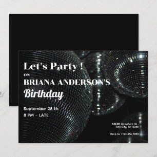 Convites Bola de Discoteca Preta