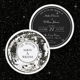 Convites Bola de discoteca retrô Casamento