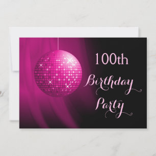 Convites Bola de Discoteca Rosa Choque para Festa de Aniver