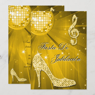 Convites Bola de discoteca, saltos brilhantes Aposentadoria