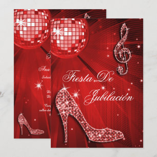 Convites Bola de discoteca, saltos brilhantes Aposentadoria