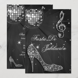 Convites Bola de discoteca, saltos brilhantes Aposentadoria