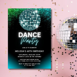 Convites Bola de Discoteca Turquesa Brilho Festa de Anivers