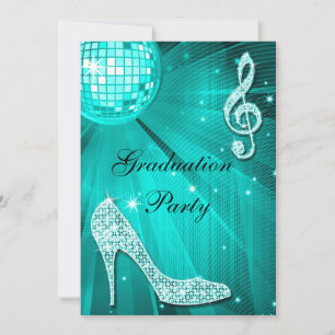 Convites Bola de Discoteca Verde Brilhante Saltos de Gradua