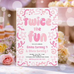 Convites Bola de festa de aniversário conjunta Twice The Fu