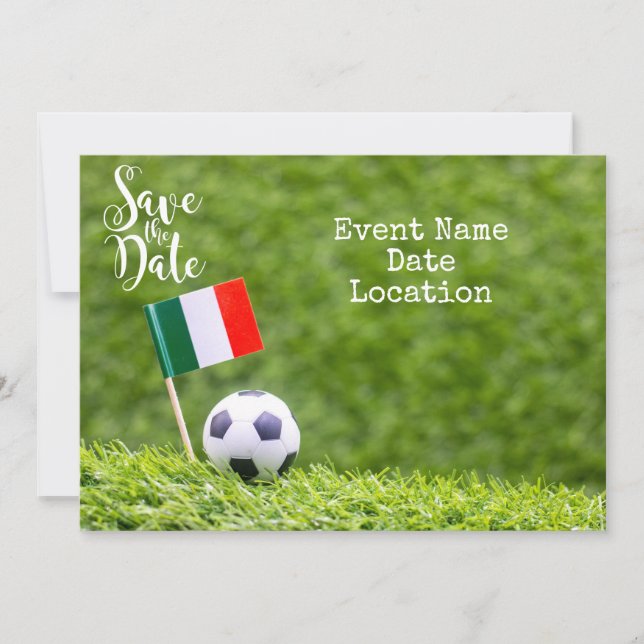 Convites Bola de futebol com bandeira italiana Salve a data (Frente)