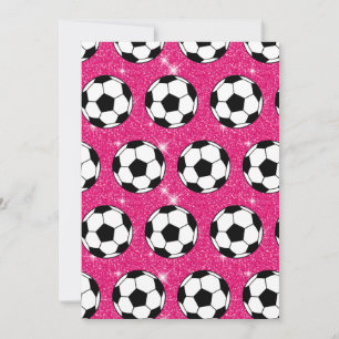 Convites Bola de Futebol Rosa Frost Brilhos Esportista Bran