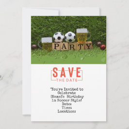 Convites Bola de futebol Salve a data para a festa de anive