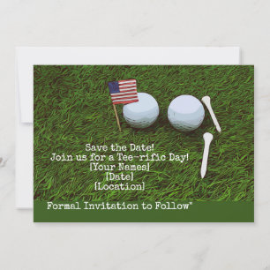 Convites Bola de golfe com bandeira da América sobre grama