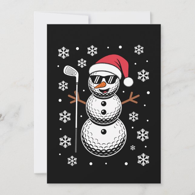 Convites Bola de Golfe de Natal Boneco de Neve Óculos de So (Frente)