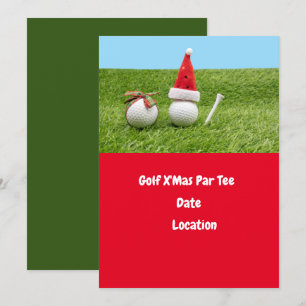 Convites Bola de golfe e Santa Hat para o Golfe de Natal