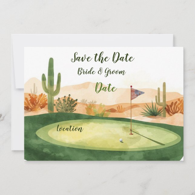 Convites Bola de golfe e tee com amor salvar a data (Frente)