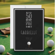 Bola de Golfe Elegante Preto e Branco 50 Aniversár