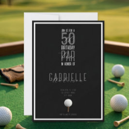 Convites Bola de Golfe Preta Branca Elegante Par-Tee Aniver