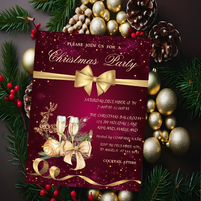 Convites Bola de Natal, Arco, Rena, Taça de Vinho de Festa (Criador carregado)