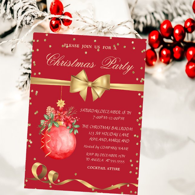 Convites Bola de Natal em Aquarela Festa de Natal (Criador carregado)