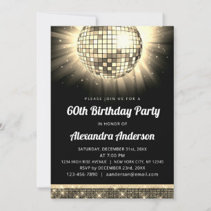 Convites Bola Disco da Festa de aniversário 60 da Dourada d
