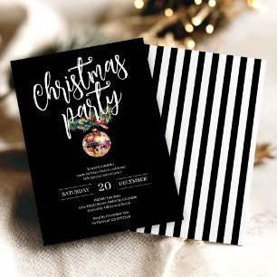 Convites Bola Disco do Partido do Natal Negro e Branco