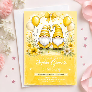 Convites Bola Floral Sunshine Nome Personalizado Primeiro A