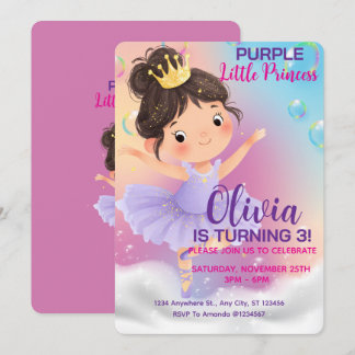 Convites Bola Pequena Princesa Roxa