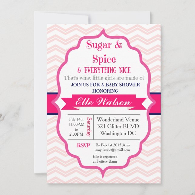 Convites Bolas de Bebê com Açúcar e Especiaria Rosa (Frente)