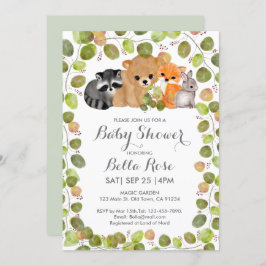 Convites Bolas de Bebê de Animais da Floresta Verde