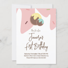 Convites Bolas de Cake Pop de Frosting Fofas para Primeiro 