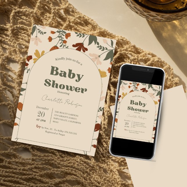 Convites Bolas de Chorinha de Flores Selvagens (Criador carregado)