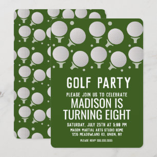 Convites Bolas de Golfe Modernas Festa de Aniversário Verde