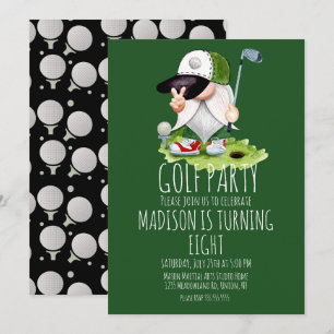Convites Bolas de Golfe para Crianças Gnome Festa de Aniver