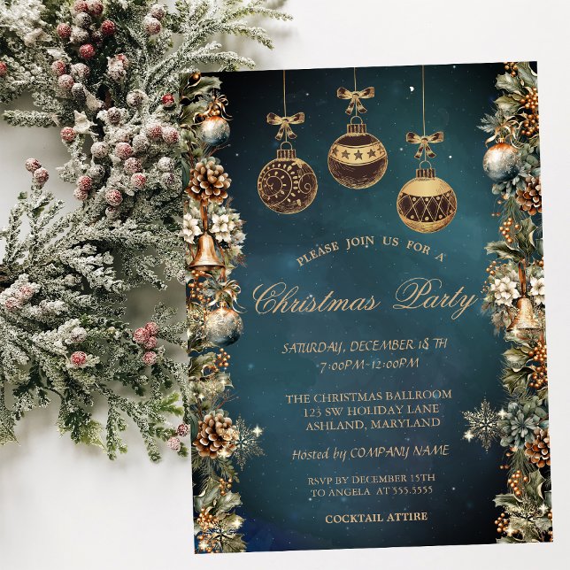 Convites Bolas de natais vintages,Sinos,Empresa Pinecones (Criador carregado)