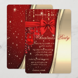 Convites Bolas de Natal, Arco, Vermelho, Dourado Festa Corp